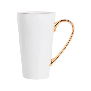 Taza Cónica Blanca 17oz con Asa Dorada